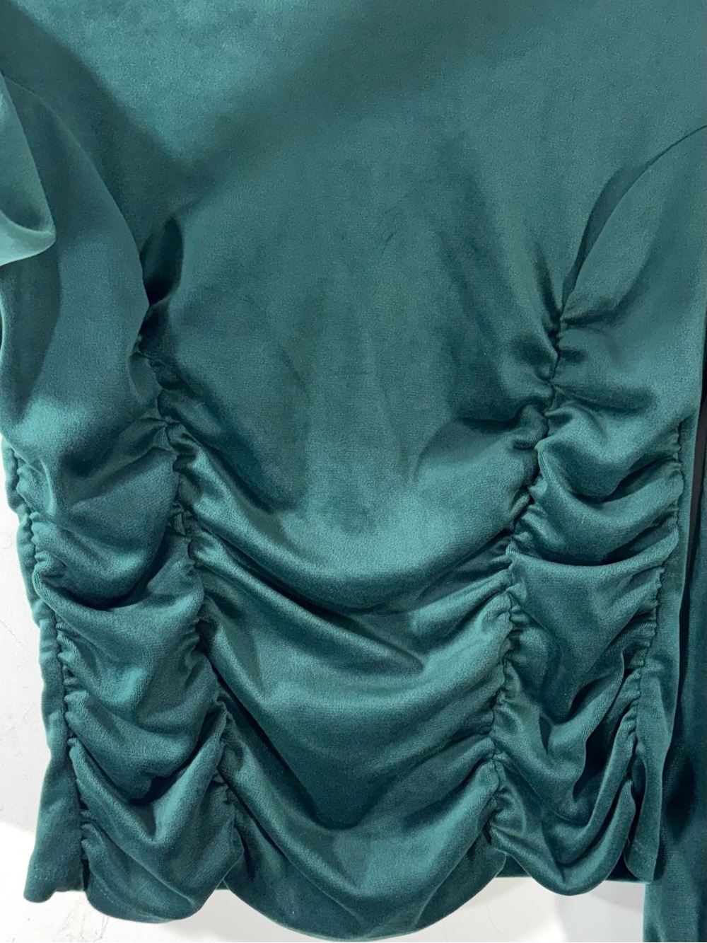 Tempted Hearts Dark Green Velvet Ruched Blouse Large holiday Whimsigoth - Picture 3 of 9